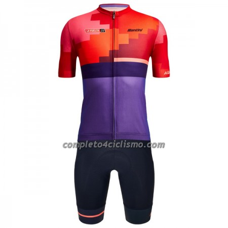 Completo Maglia + Pantaloncino con bretelle 2022 LA Vuelta Manica Corta Alicante Multicolore
